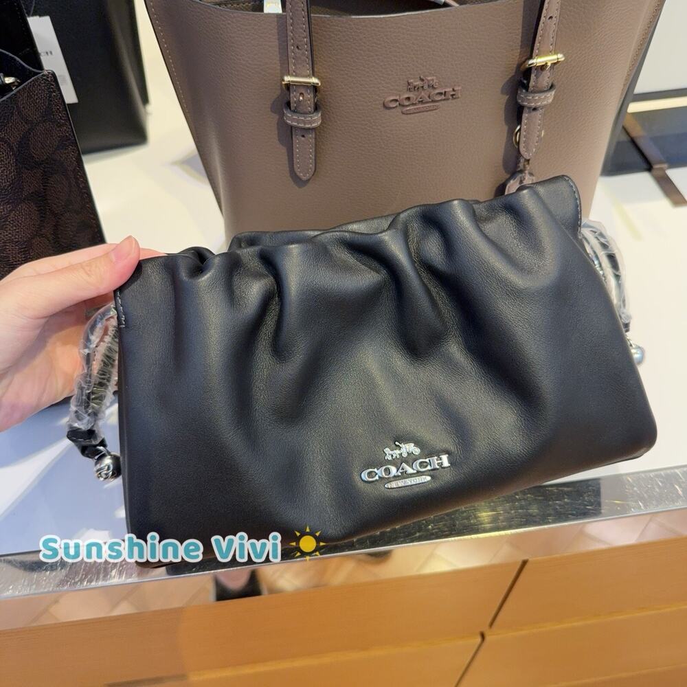 NWT Coach Faye Shoulder Bag With Ruching CV529 Black